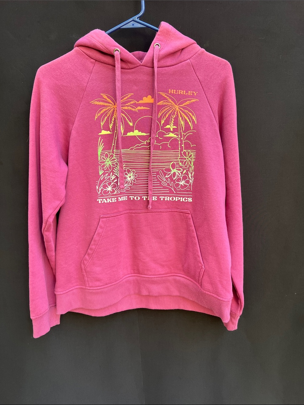 Hurley Pink Tropical Graphic Pullover Hoodie